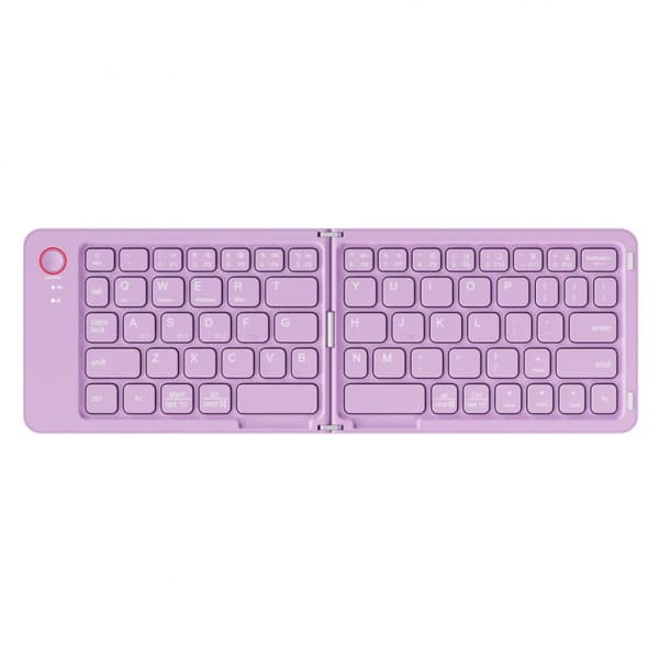 Trådløst foldbart Bluetooth-tastatur, støjsvagt kompakt design til telefoner, bærbare computere, tablets og kontorbrug, lilla