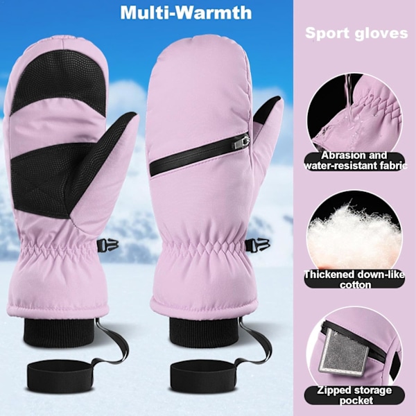 Snowboard- och Skidhandskar | Vattentäta Anti-Halk Vinterhandskar för Män - Perfekta för Cykling, Vandring Pink C