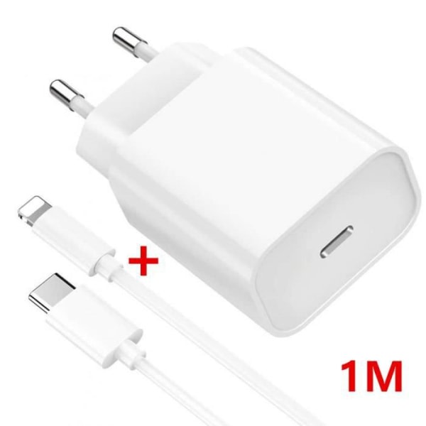 CQBB USB-C snabbladdare + 1 meter kabel för iPhone 13 Pro Max 14 Pro Max - Vit