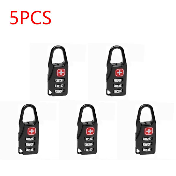 Bärbar Säkerhet Tulllås Kombinationskod Nummerlås Vagn Bagage Resväska Ryggsäck Lösenord Hänglås för ryggsäck 5PCS