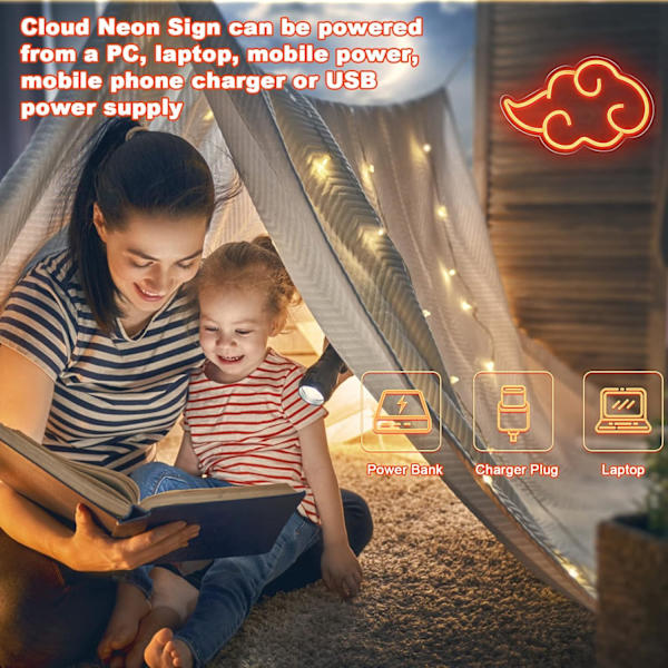 Spel Neon-skylt, LED USB/Batteri Neonljus för Spelrum, Sovrum, Bar, Festdekoration red clouds