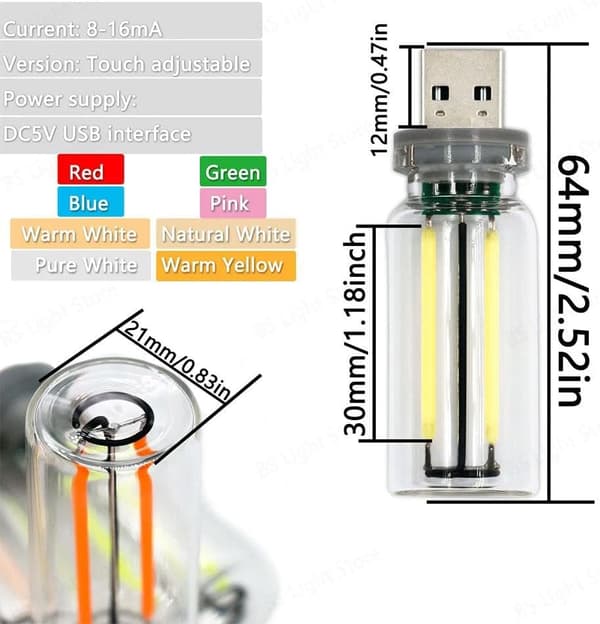 Mini USB Bil Natlys, Berøringsstyret LED Stemningslys, USB Bil Indvendig Lys G
