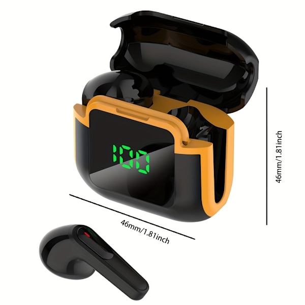 Trådløse In Ear Sports Mini-hodetelefoner med LED Power Display Black Orange