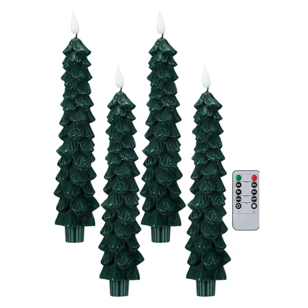 Fjernstyrte Flammeløse Spisse Lys For Tre Med Flimmereffekt LED Batteridrevne Lys 4pcs