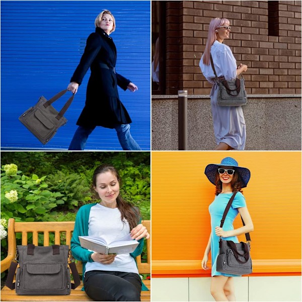 Dam Canvas Tote -laukku Olkalaukku Crossbody-laukku Pieni käsilaukku Monitoimitasku Yläkahva Työlaukut