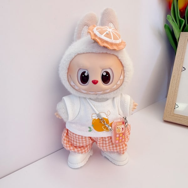 /NC/LABUBU KLÄDER, Labubu Baby Kläder, Bomulls Docktröja Julhatt Dockdräkt, Handgjorda Dockkläder White kd shoes