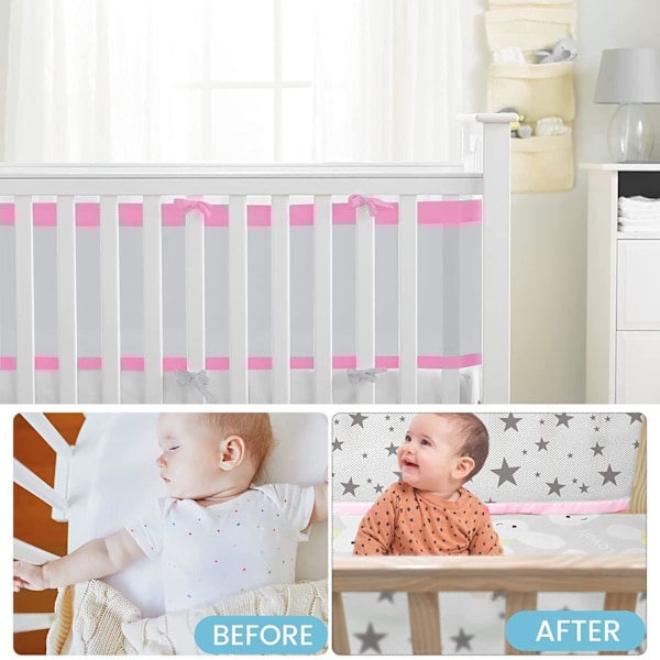 Baby sengestenger, ventilert sengsramme, babynest sengsramme, stenger til barnesenger, nett baby seng, kantbeskytter Star pink