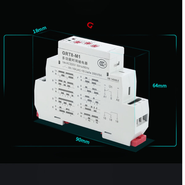 Tidrelæ med 10 funktioner (AC 220V) * GRT8-M1 A220