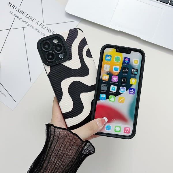 CQBB Kompatibel med iPhone 12 Pro Cute Wave Pattern Case för Kvinnor Flickor, Mjuk TPU Anti-Bump Phone Case Zebra Pattern Design Case
