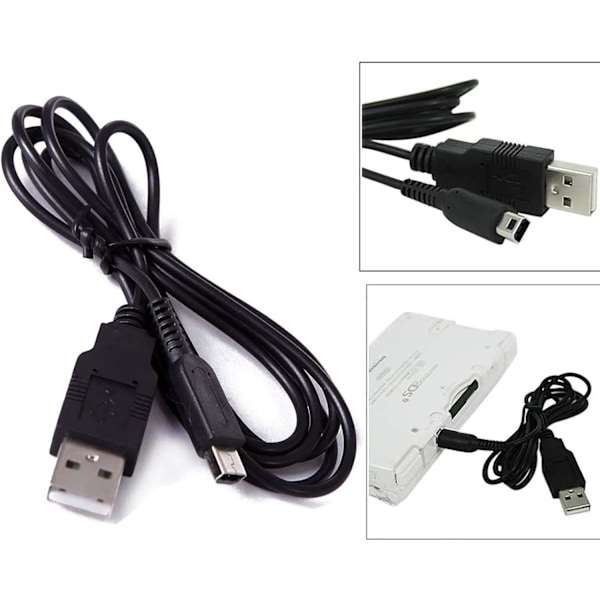 USB-lader strømledning erstatningsladekabelkontakt for Nintendo 3DS XL/3DS/2DS/DSi XL/Ds/USBTO/DSI