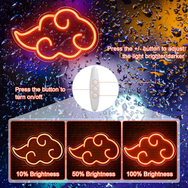 Spel Neon-skylt, LED USB/Batteri Neonljus för Spelrum, Sovrum, Bar, Festdekoration red clouds