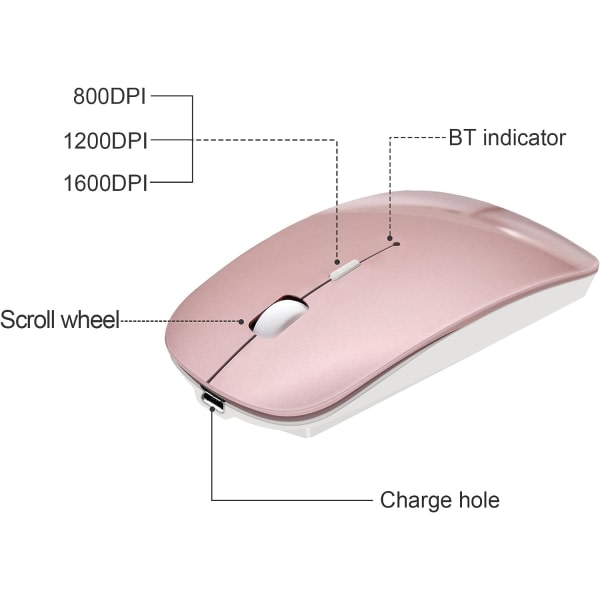 2,4G trådlös uppladdningsbar optisk mus med USB Nano-mottagare SQBB