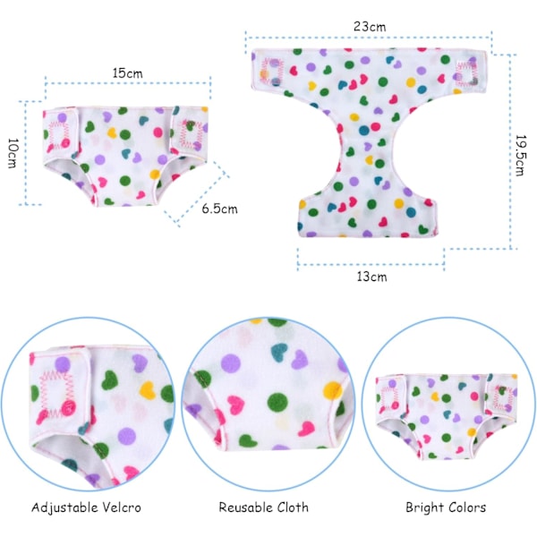 Dukketilbehør Bleier, 6-pakning Babydukker Bleier med Smekker for Gjenbrukbar Lek red/green/white/pink