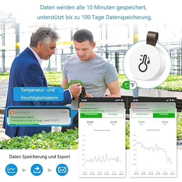 Lollanda Bluetooth Termometer & Hygrometer med Datalagring / Trådlös termometer och hygrometer med App och Datavisning 1-st
