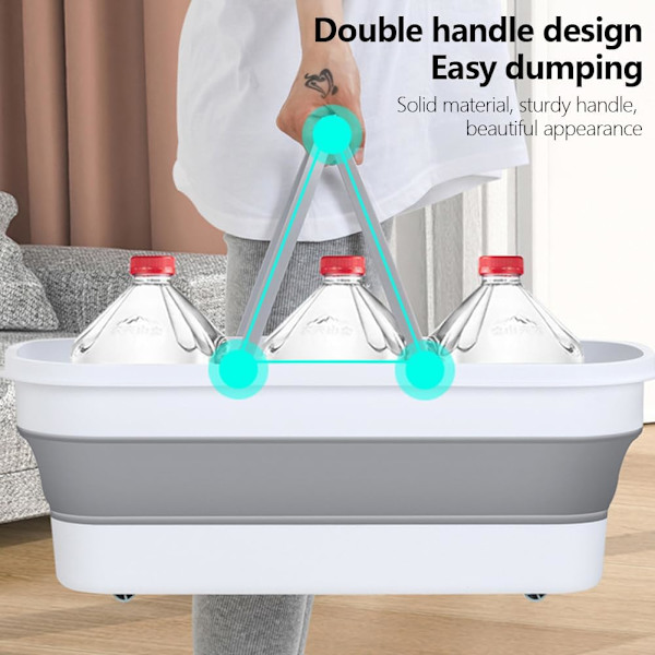 Multifunktionell Vikbar Mopp och Förvaringshink (56x26x21cm, Grå) Gray flat mop cleaning bucket