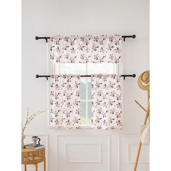 140 * 46 cm (1 st) 68 * 60 cm 60 * 91 cm (2 st) Små blommiga köksgardiner lämpliga för kök rosa 68 x 60 cm