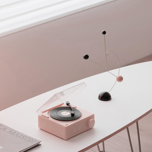 Skivspelare Bluetooth-högtalare ABS Söt Bärbar Trådlös Skivspelare Högtalare Väckarklocka för Hem Sovrum Bord Dekoration (t6e4gryzq0-12)