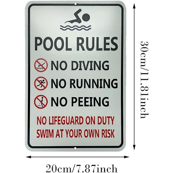 Pool Sikkerhedsskilt, Pool Skilte, Udendørs Skilt Dekoration - Humoristisk Tekst Design Pool Retro Look Metal Advarselsskilt til Udendørs Pool 13