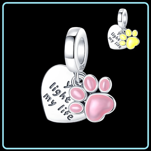 925 Sterling Silver Katt Och Hund Serien Bästa Vän Hängande Fit Original Pandora Armband Charms Pärla Halsband Diy Fe Fe Fe Fe Fe Fet Smycker SMC3797