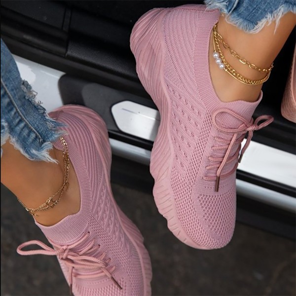 Damtränare löparsneaker snörning gym sportskor rosa rosa 37 pink 37