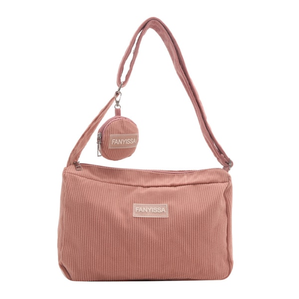 2024 Ny Crossbody-väska Studentväska för klass Kvinnlig Ins-stil Japansk Stor kapacitet Enfärgad Canvasväska Axelväska Brun