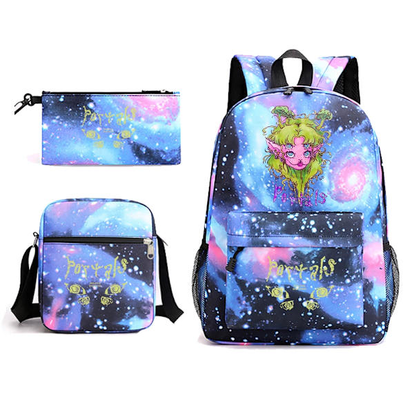 Melanie Martinez Skriv Ut Ungdoms Ryggsäck Set Studentskole Väska Axelpåse Pencil Case 3-Stycke Sett Black 16 inches
