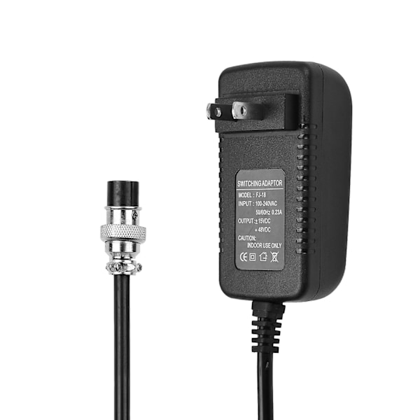 Mixerkonsol Mixer Strømforsyning AC Adapter 15V 230mA Universal 4-Pin Rund Stik til 16 Kanaler [db] Sort Black Black US Plug