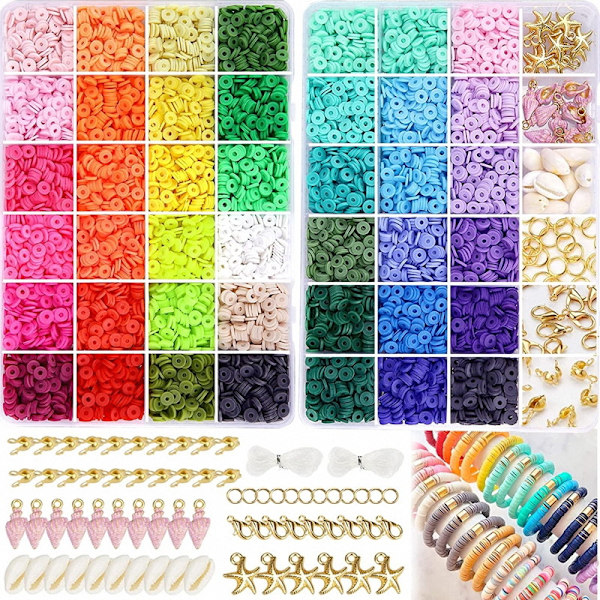 10500 bitars lerpärlsarmbandssats, mjukt keramiskt pärlset, vänskapsarmband DIY-smycken, pärlor för armband och smyckestillverkning