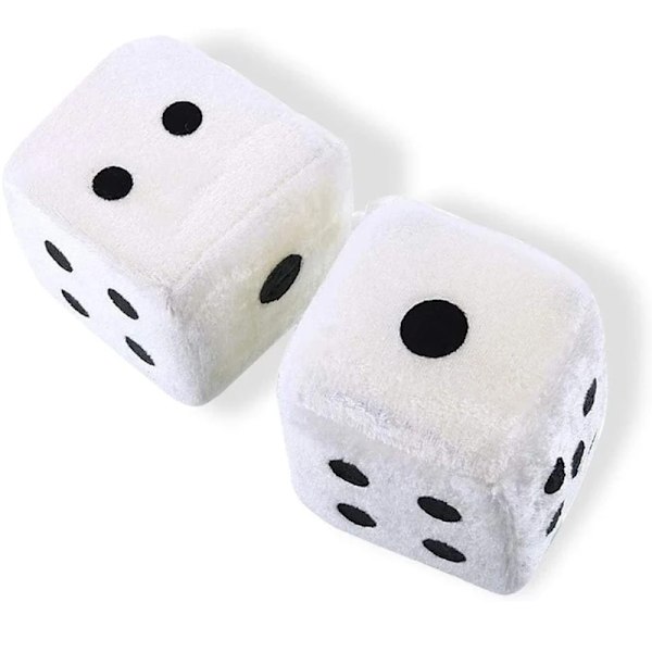 2 st plysch tärningar bil hängande pendel dekor tärning sammet tärning modell dekoration backspeglar styling bil tillbehör intert iior 6x6cm vit