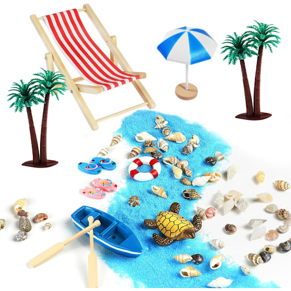 Miniatyrdockhustillbehör, Strandset Mikro Pass Dekoration Maritim Dekoration För Barn, Miniatyr Vattenlandskap Beach