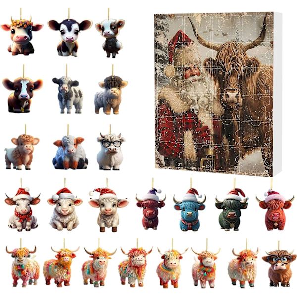 Highland Cow Julekalender 2024 - 24 Dages Juleoptakt med Kalvepynt c