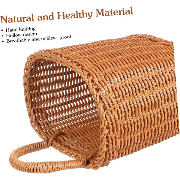 Rattan Hängande Blomkruka Boho Liten Vävd Korg, Pastoral Hängande Grönsakskorg Väggkorg Dekoration, Vägghängande