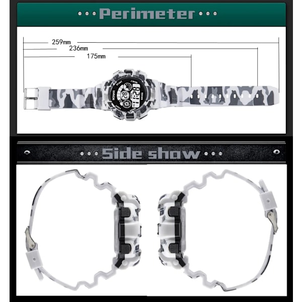Miesten sotilaskello Urheilullinen LED-elektroninen kello Miehille Fitness-herätyskello Monitoiminen rannekello Montre Homme Camouflage sininen