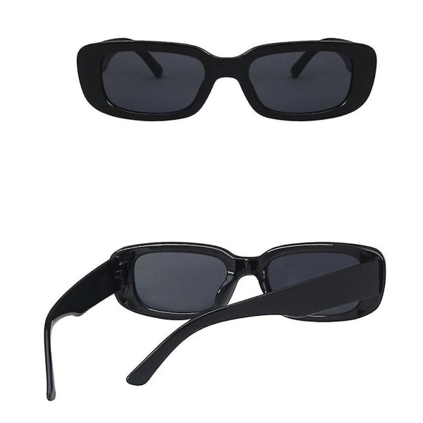 Små rektangulära Retro Glasögon Fyrkantiga Solglasögon För Kvinnor Grå Rosa