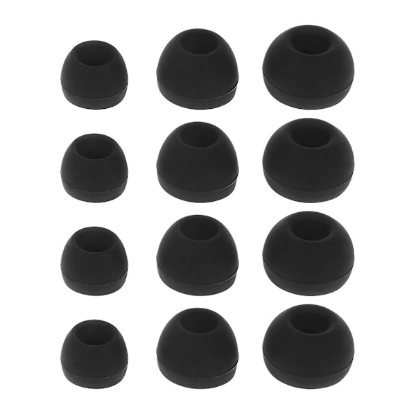 12 st Silikonknoppar Öronsnäckor S/M/L Storlekar Öronsnäckor Mjukt gummi Flexibla öronsnäckor {DB Black Black