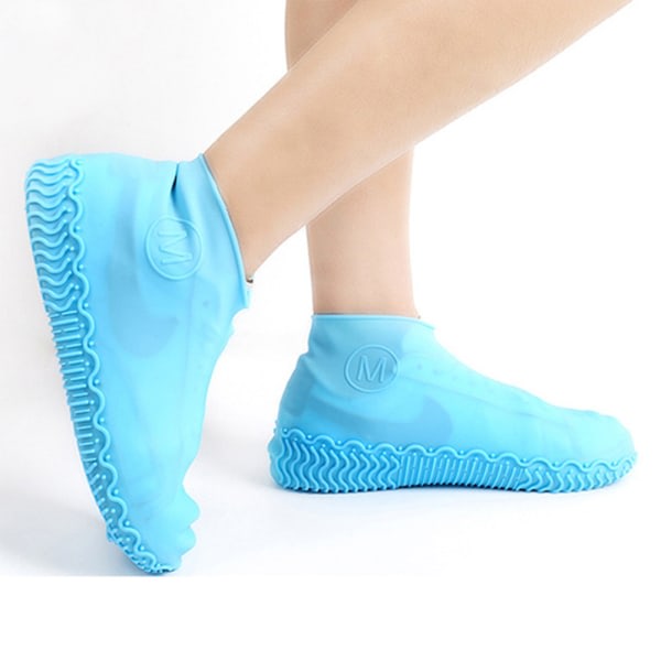 1-par skyddande slitstarka skoöverdrag i silikon Ljusblå M