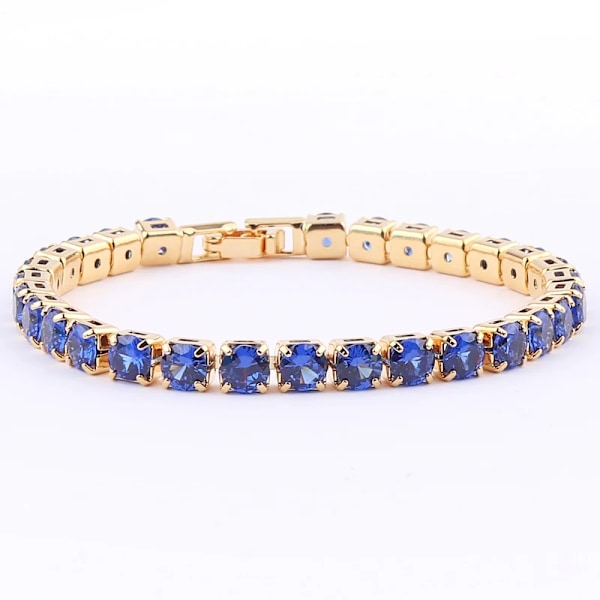 2022 Nya Rainbow Crystal Tennis Armband För Kvinnor Armband Set 18K Guld Silver Färgglada Zirconia Femme Bröllo G Smycker 5mm cz