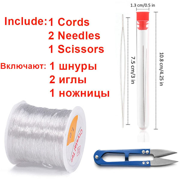 Plast Crystal DIY Perletråd Elastisk Snor med Perlenåle Saks Tråd Snøre Smykke Tråd Strengtråd 1.0mmX80M