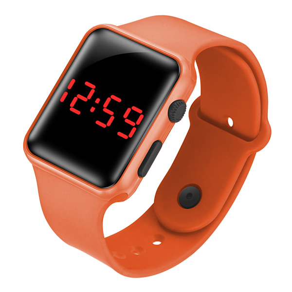Barn Flickor Pojkar Gym Klockor LED Digital Midjeband Armband Julgåva Orange