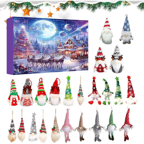 Nisse Julekalender, Jule Nisse Dukker og Hængende Dekorationer Elk Model