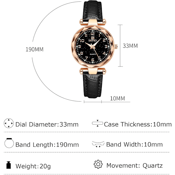 Damer Mode Ure Kvinder Rustfrit Stål Armbåndsur Elegant Læder Armbåndsur Analog Kvarts Damer Ur Kvinder Vært Ur Sort Black