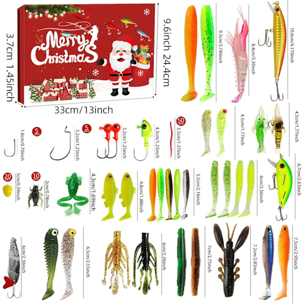Fiskebete Adventkalender 2024 - 24-dagars Julnedräkning, Fiskegåva för Män 780A