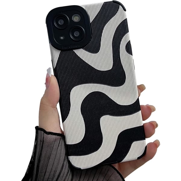 CQBB Kompatibel med iPhone 14 Plus Cute Wave Pattern Case för kvinnor, flickor, Mjuk TPU Anti-Bump Phone Case Zebra Mönster Design Case