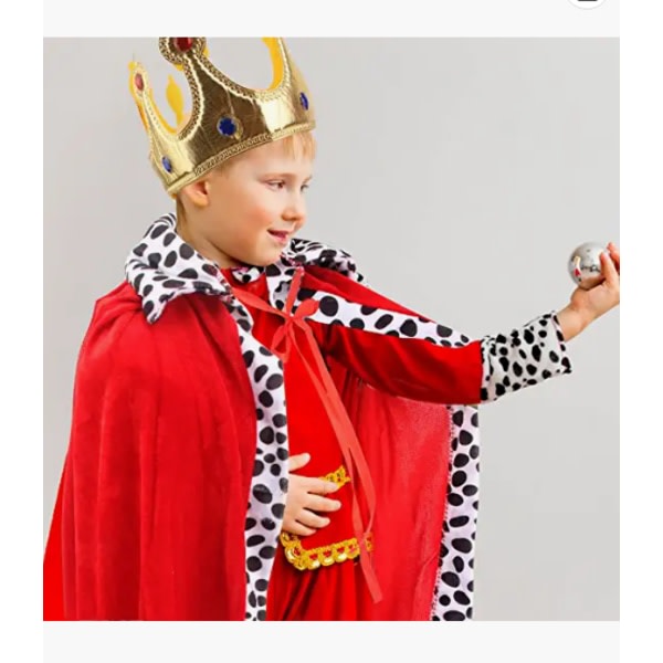 Barn kung kostym röd mantel krona kostym set röd SQBB