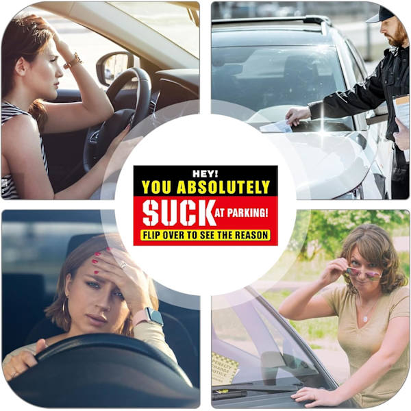 50 st Funny Bad Parking Cards, \"Du suger på att parkera\" Skämtlappar
