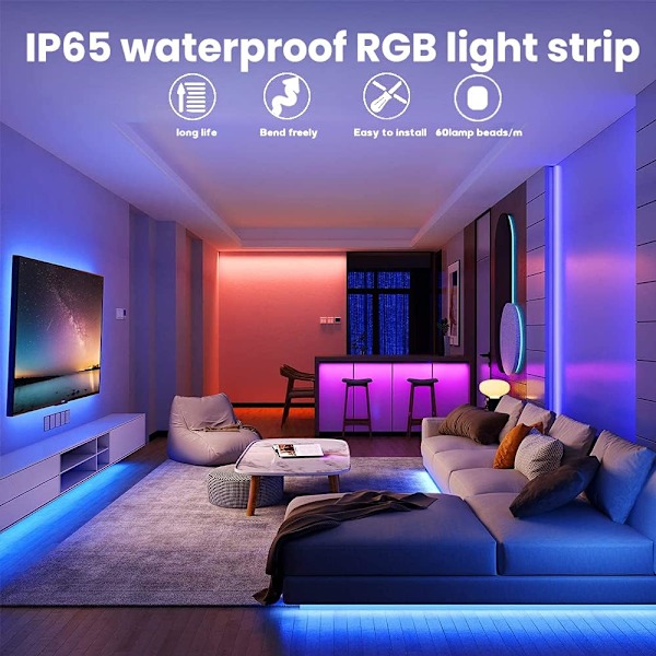 SMD5050 RGB LED Strip - 12V Vandtæt Farveskiftende Strip med Strømforsyning RGB LED Strip Set（IR Only）