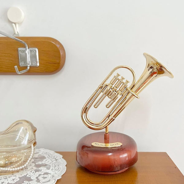 Musiikkilaatikot tytöille – Klassinen gramofoni nostalginen laatikko, äitienpäivän koriste Trumpet speldosa