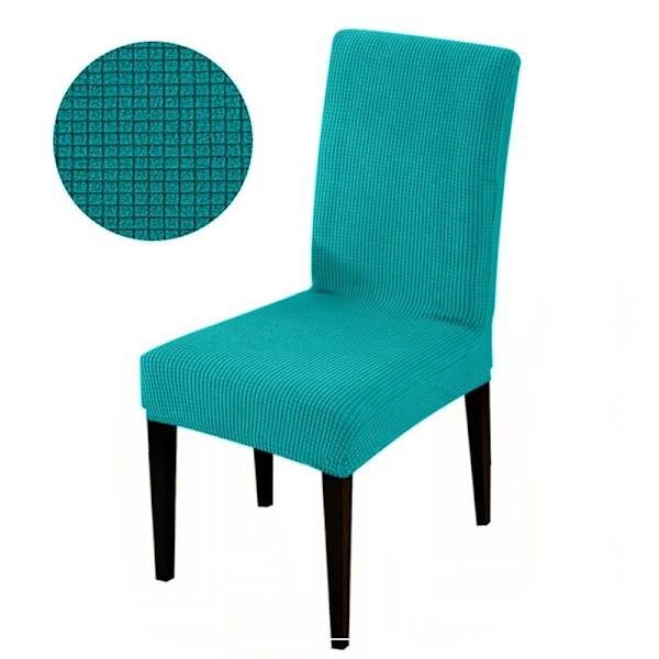 Elastiskt överdrag Stretch sits överdrag Jacquard Spandex fodral för köksstol Säte Hem Hotell Bankett 4776-lake blue 1pc