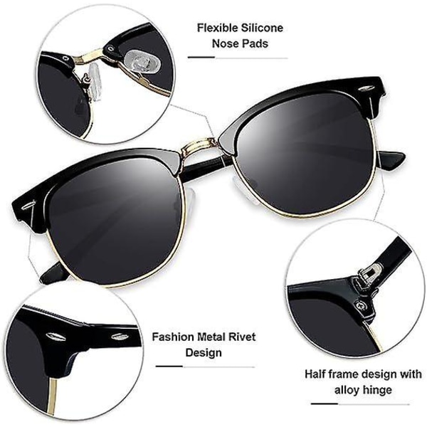 Polariserade halvkantlösa solglasögon för män Kvinnor Klassiska körglasögon UV400-skydd，stil 1