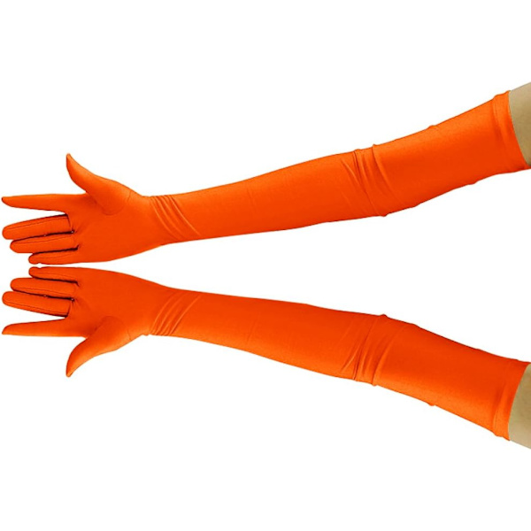20,1 tum långa stretchspandexoperahandskar, över armbågen (svart) Fluorescent Orange Large